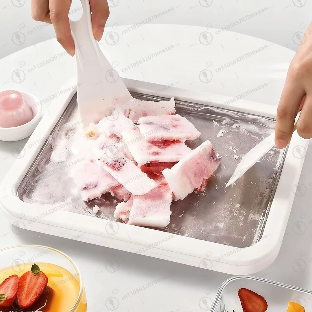 Rolled Ice Cream Maker, at Home Rolled Ice Cream Kit, Diy Homemade Rolled Ice Cream Tray, Suitable for Families and Parties