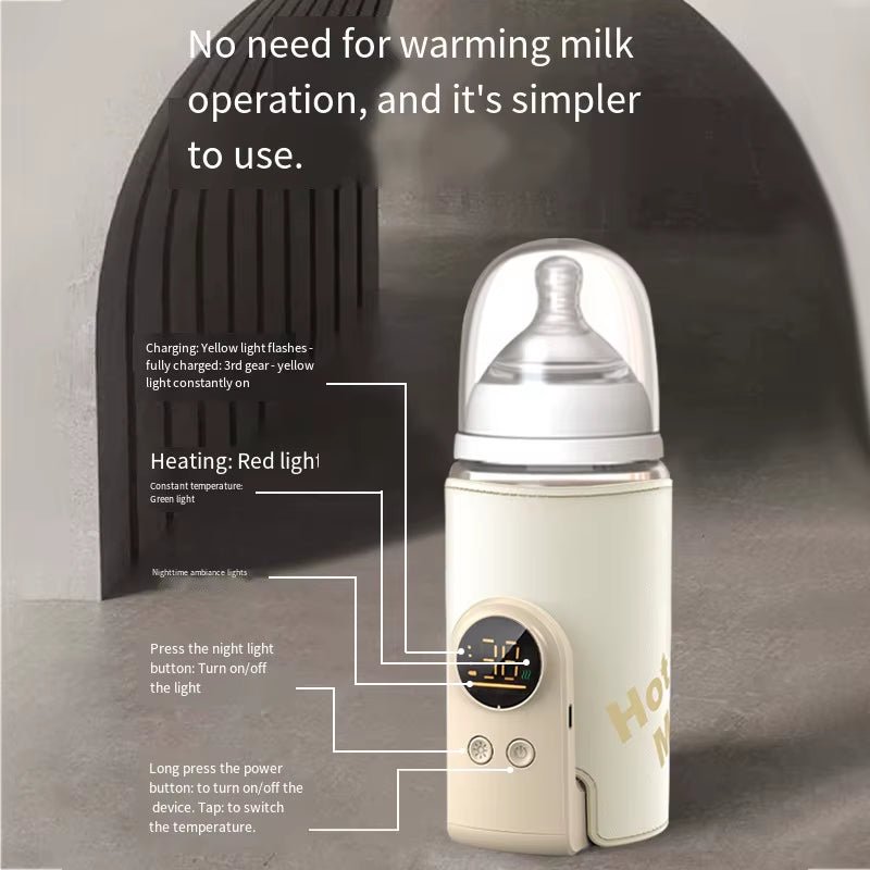USB Multifunctional High-Capacity Baby Feeding Bottle Smart Temperature Control Warmer Screen Newborn Baby Bottle Warmer Sleeve