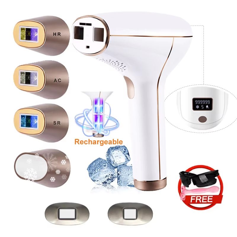 Cordless Laser Hair Removal Rechargeable 4In1 Replaceable Lamp Cooling Painless Permanent Bikinis Trimmer IPL Epilator