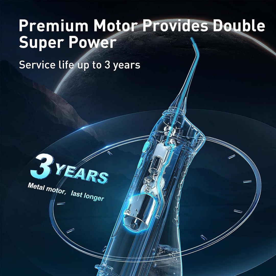 Water Dental Flosser Teeth Pick: Portable Cordless Oral Irrigator 300ML Rechargeable Travel Irrigation Cleaner IPX7 Waterproof Electric Flossing Machine for Teeth Cleaning C20(F5020E)