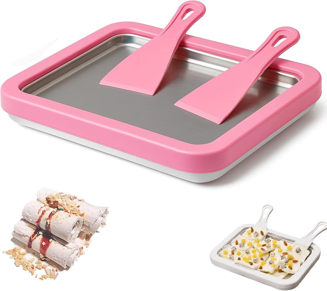 Rolled Ice Cream Maker, at Home Rolled Ice Cream Kit, Diy Homemade Rolled Ice Cream Tray, Suitable for Families and Parties