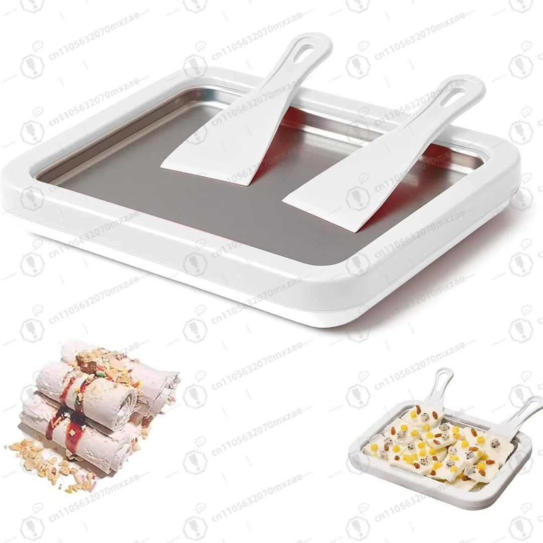 Rolled Ice Cream Maker, at Home Rolled Ice Cream Kit, Diy Homemade Rolled Ice Cream Tray, Suitable for Families and Parties