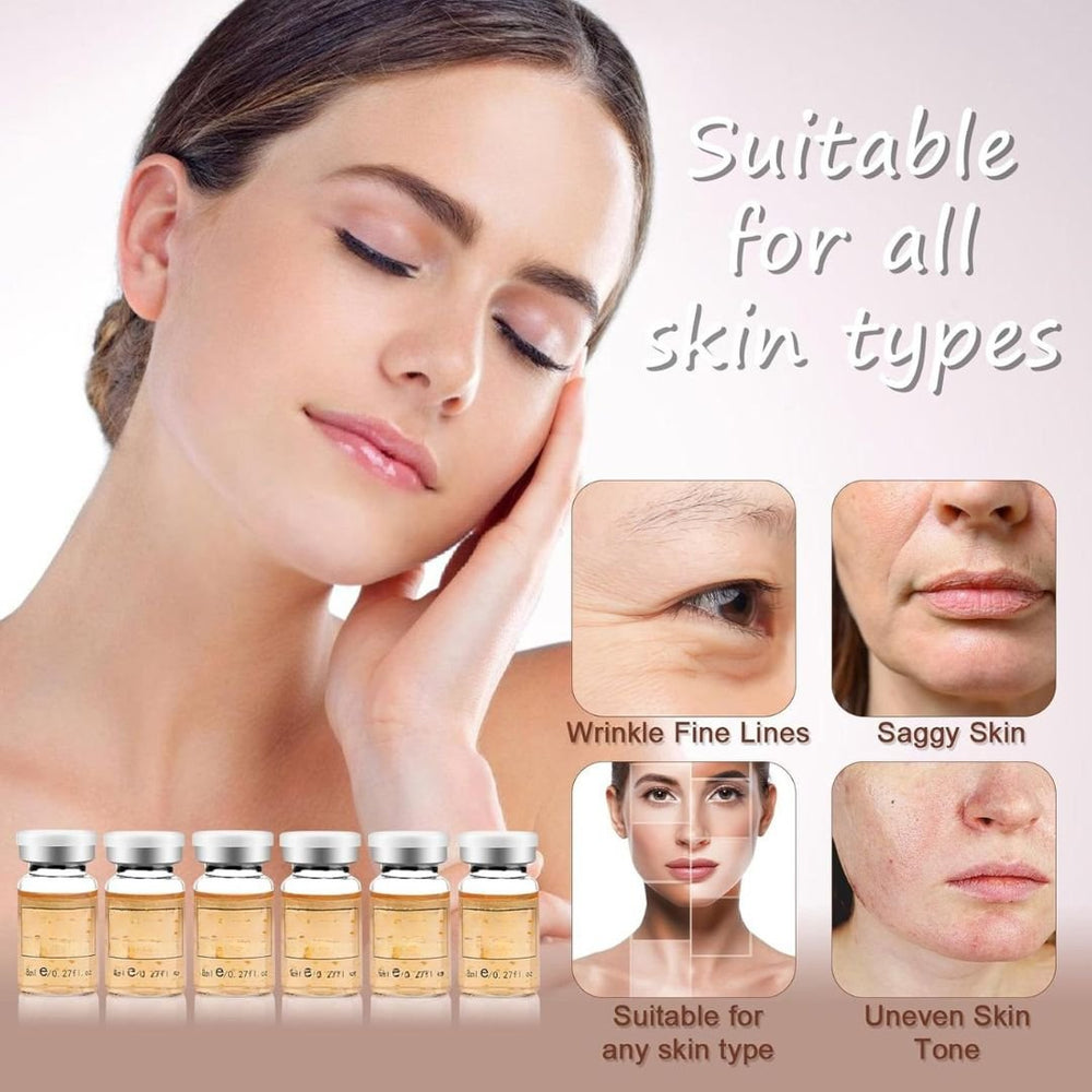 Aarwaan Dermalux Salmon DNA Gold Ampoule Serum Kit with multiple serum vials and applicators for skincare.
