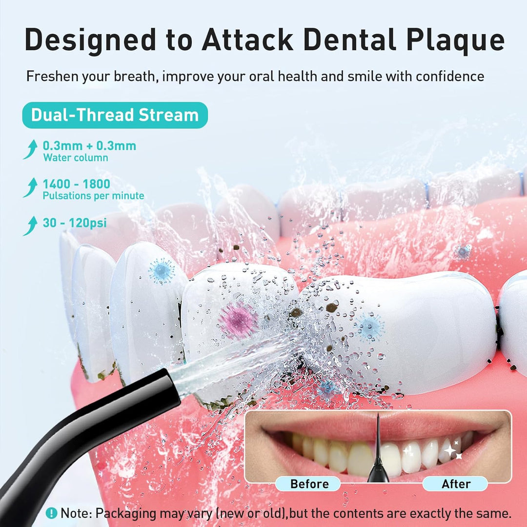 Water Dental Flosser Teeth Pick: Portable Cordless Oral Irrigator 300ML Rechargeable Travel Irrigation Cleaner IPX7 Waterproof Electric Flossing Machine for Teeth Cleaning C20(F5020E)