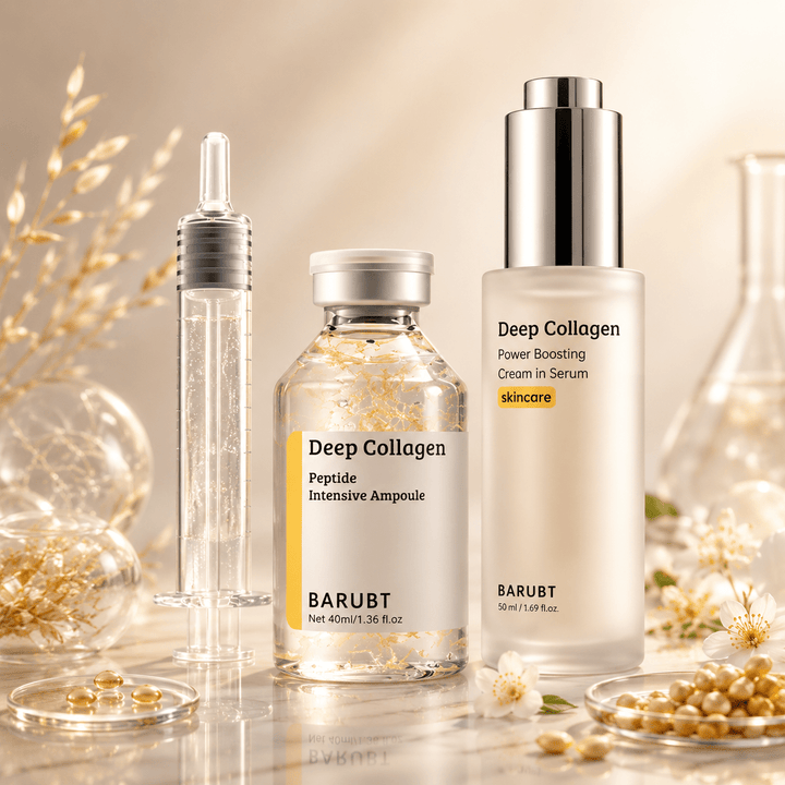 Aarwaan Aurum 24K Gold Wrinkle Care Silk Collagen serum bottle with gold accents and elegant packaging.