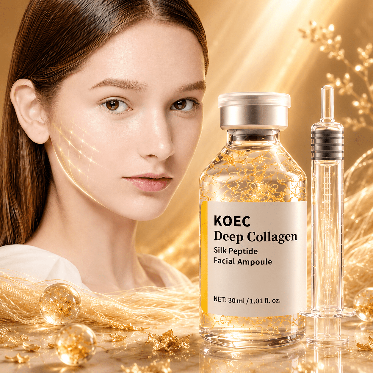 Aurum™ 24K gold wrinkle care silk collagen cream by Aarwaan, featuring a sleek jar with gold accents and luxurious packaging.