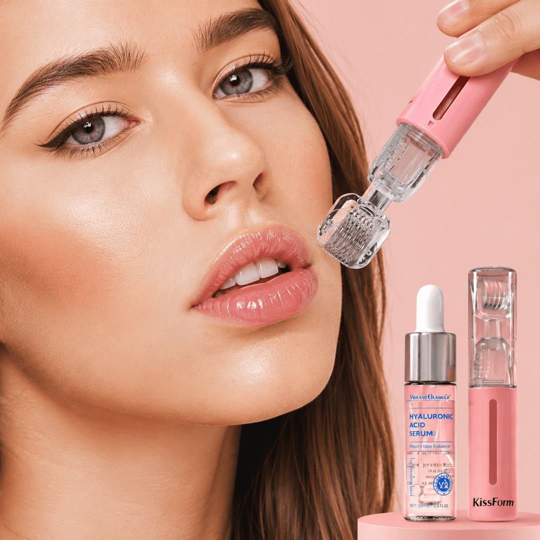 Aaarwaan KISSFORM™ Lips Plumping Kit with lip gloss and plumping serum in sleek packaging, designed for fuller, hydrated lips.