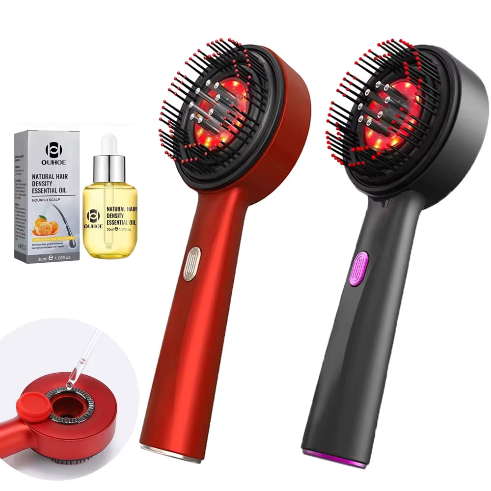 Hardik Scalp-Ray Pro device in black, showing sleek design and control buttons, used for scalp and hair treatment.