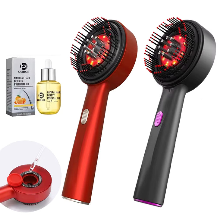 Hardik Scalp-Ray Pro device in black, showing sleek design and control buttons, used for scalp and hair treatment.