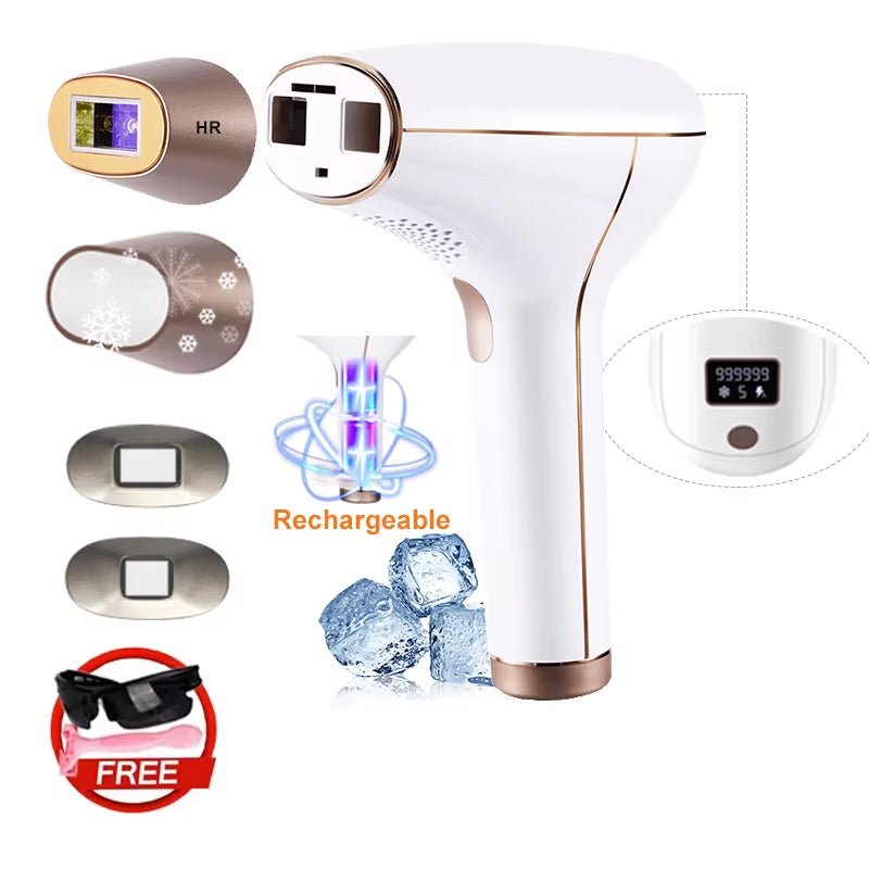Cordless Laser Hair Removal Rechargeable 4In1 Replaceable Lamp Cooling Painless Permanent Bikinis Trimmer IPL Epilator