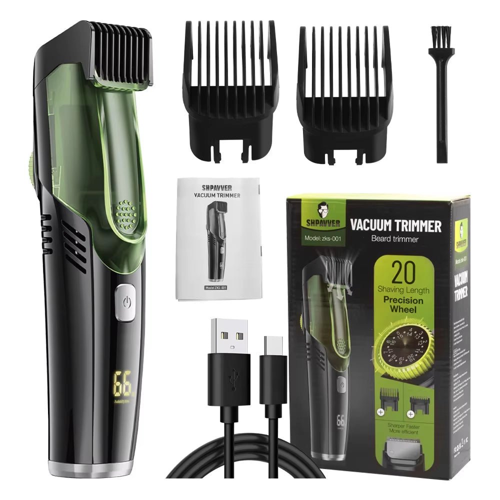 Cordless Electric Hair Trimmer Professional Hair Cutting Multifun Ctional Men Razor Built-In Vacuum Clipper Rechargeable
