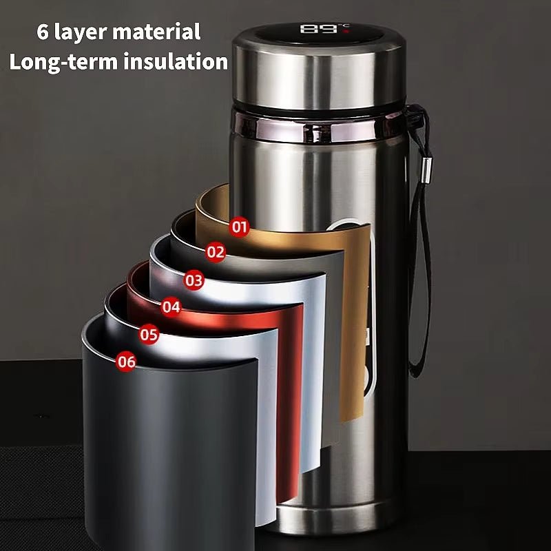 500Ml-1Liter Stainless Steel Thermos Bottle with LED Temperature Display Sus304 Tea Water Bottle Vacuum Flask Portable Cups