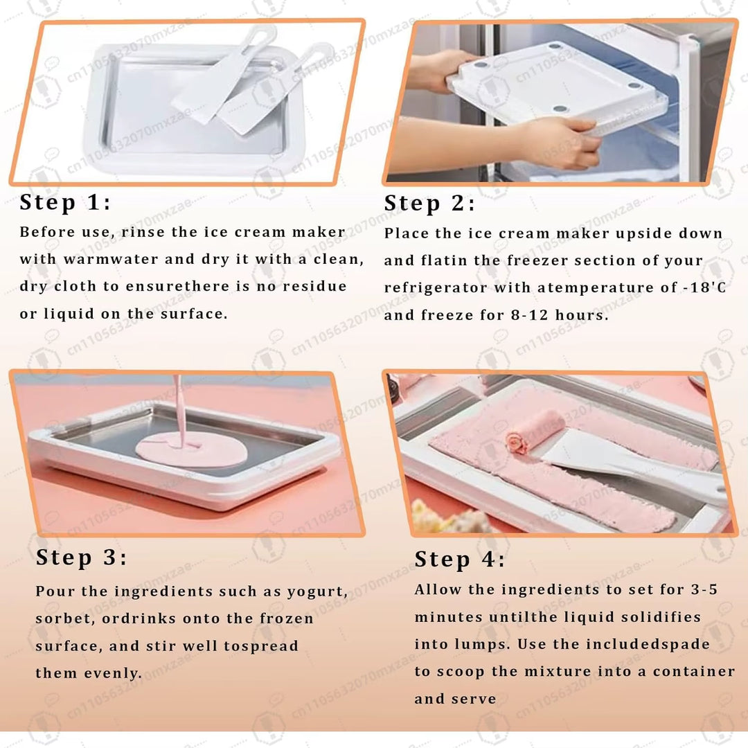 Rolled Ice Cream Maker, at Home Rolled Ice Cream Kit, Diy Homemade Rolled Ice Cream Tray, Suitable for Families and Parties