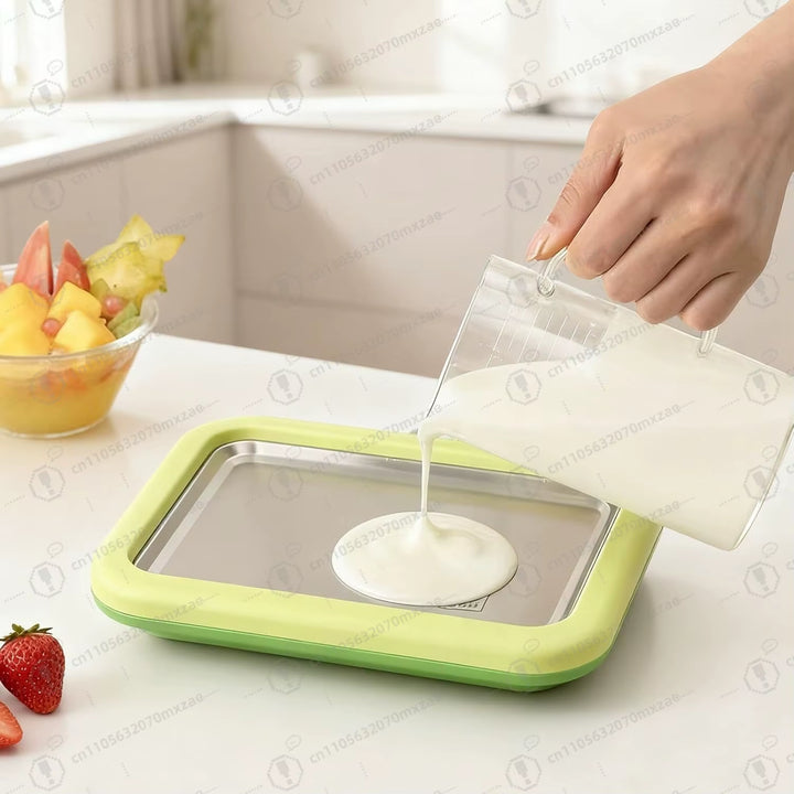 Rolled Ice Cream Maker, at Home Rolled Ice Cream Kit, Diy Homemade Rolled Ice Cream Tray, Suitable for Families and Parties