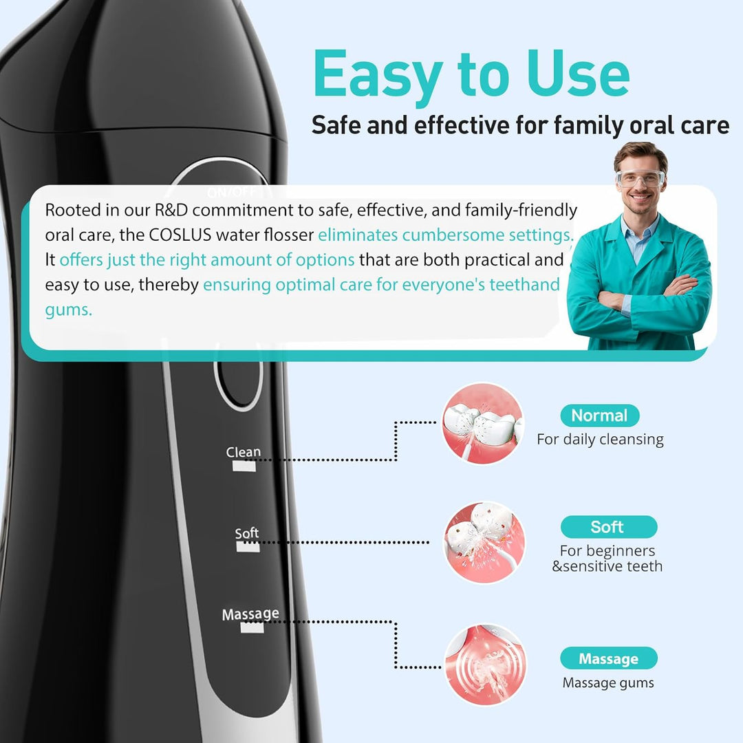 Water Dental Flosser Teeth Pick: Portable Cordless Oral Irrigator 300ML Rechargeable Travel Irrigation Cleaner IPX7 Waterproof Electric Flossing Machine for Teeth Cleaning C20(F5020E)